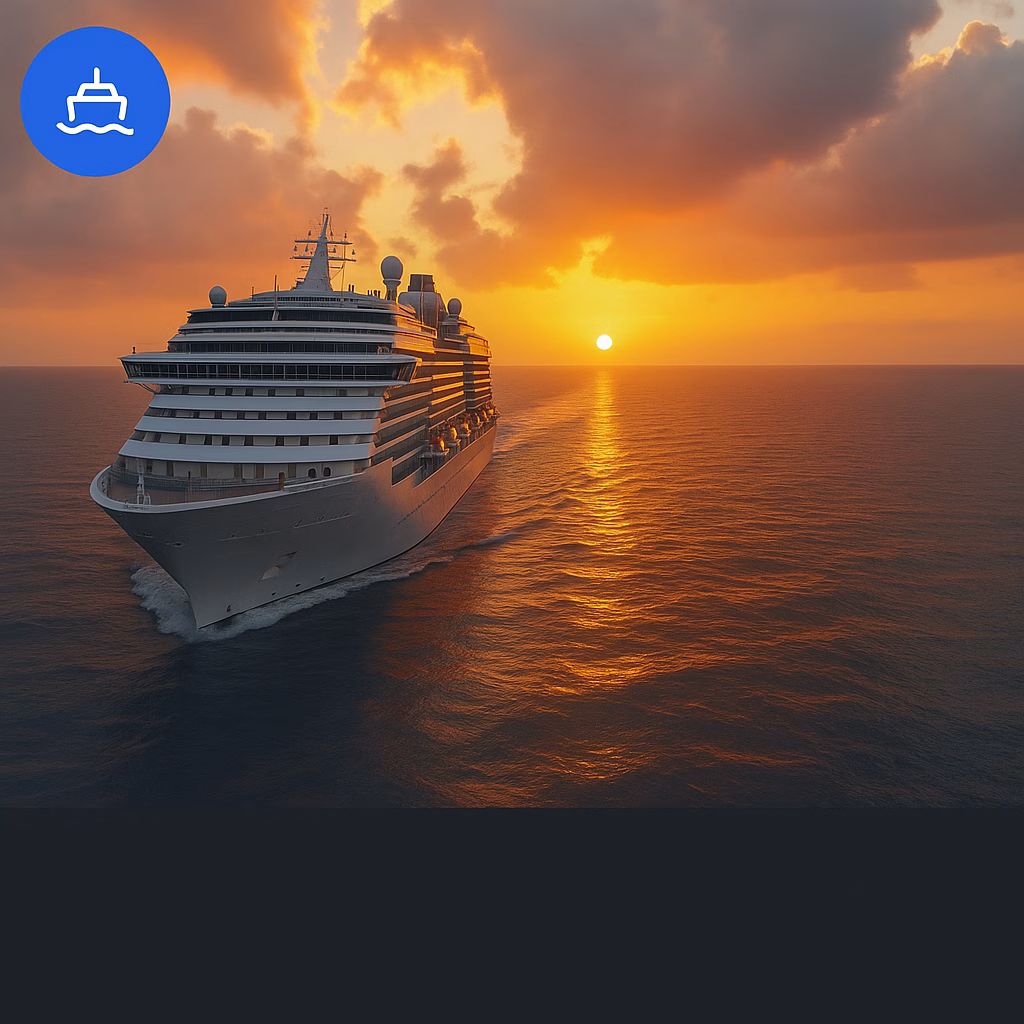 dv-cruise-services Cruise ship at the Golden Hour sailing