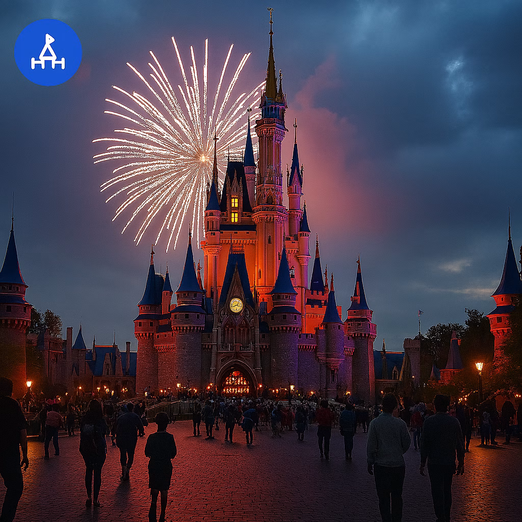 dv-disney-univ-card Fireworks explode as the backdrop of one of the most iconic castle ever buit