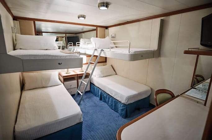 Princess-Quad-Stateroom Inside cabin vs balcony comparison on a cruise ship can save money for more excursions