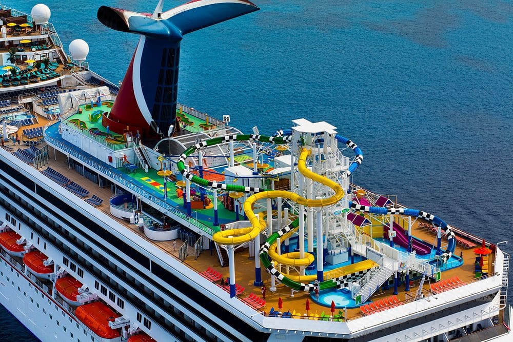 Cruises Out of Norfolk VA: What You Need to Know 3 Carnival Sunshine Waterpark from a aerial view. The ship cruises from Norfolk, VA until 2027.